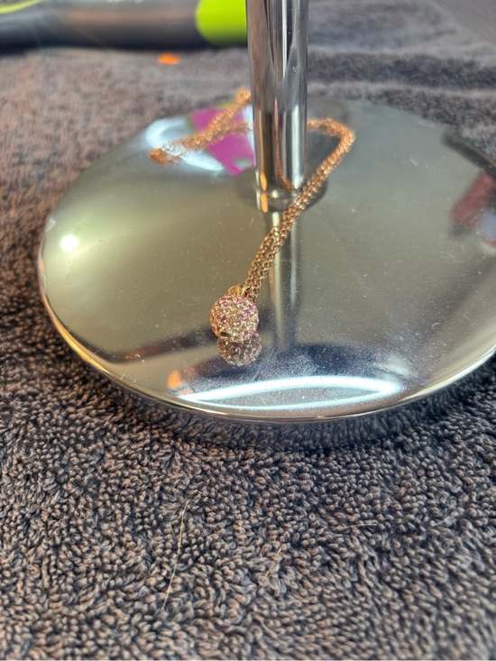 Hillberg & Berk Jewelry - Rose Gold Crystal Pave Ball Pendant Necklace - Pink Accents